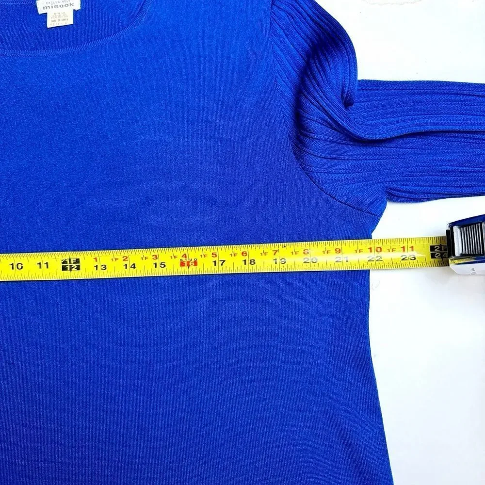 Exclusively MISOOK Royal Blue Top Tunic Blouse Long Pleated Sleeve Vintage L New - Picture 12 of 12